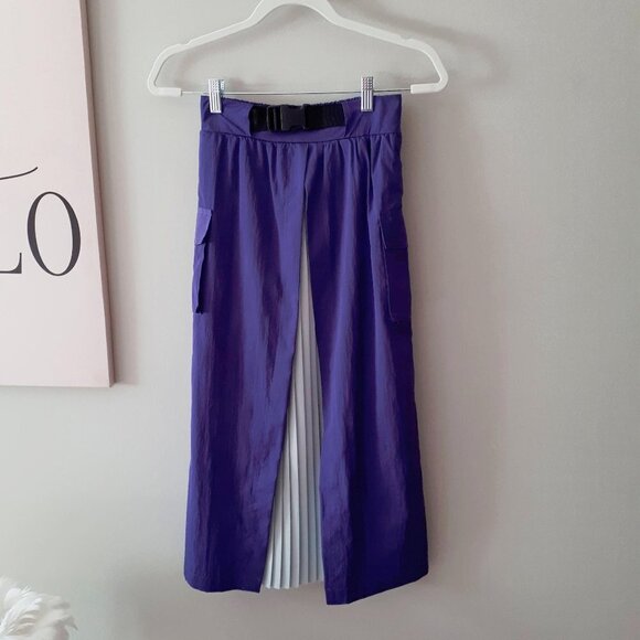 EUC Franc belted purple skirt with pleated grey accent and cargo pockets, O/S - Picture 6 of 8